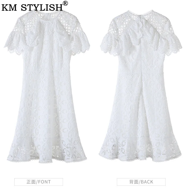 2019 летнее Плиссированное темперамент элегантные женские кружевная с цветочным