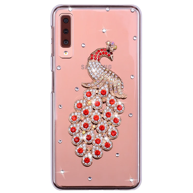 Силиконовый чехол со стразами и павлином для телефона Samsung Galaxy S20 FE A71 A5 A7 2016 2017 A6 A8