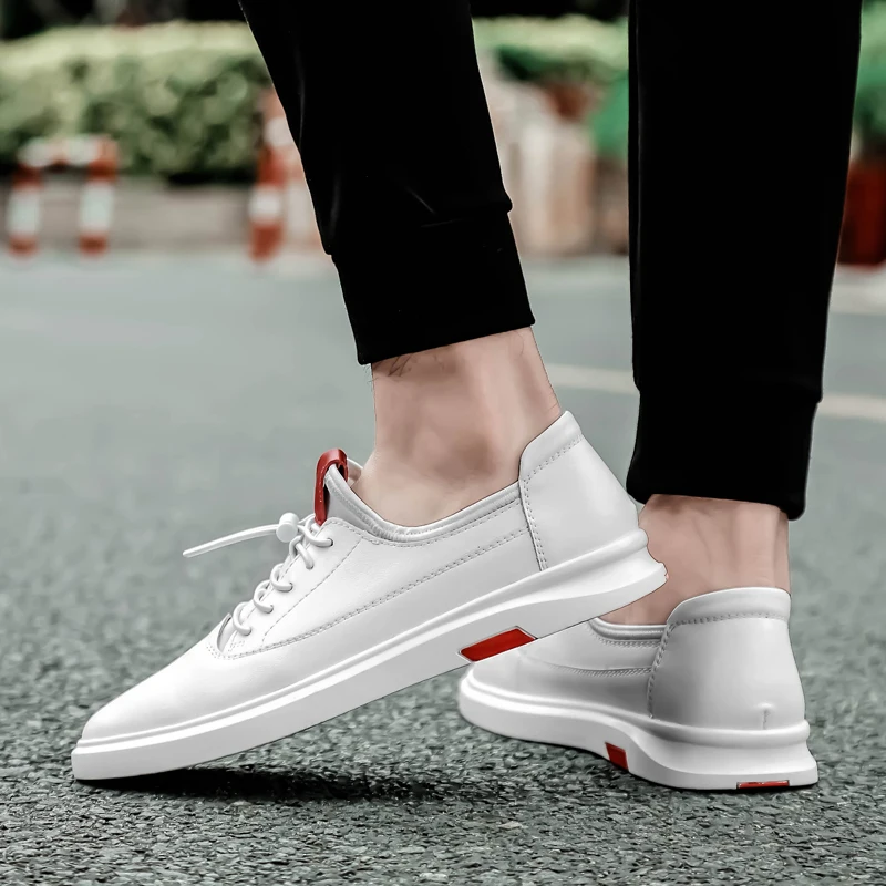 Plus Size Lace Up Casual Shoes Men Waterproof Rubber Sole Fashion Sneaker Soft Leather Driving |