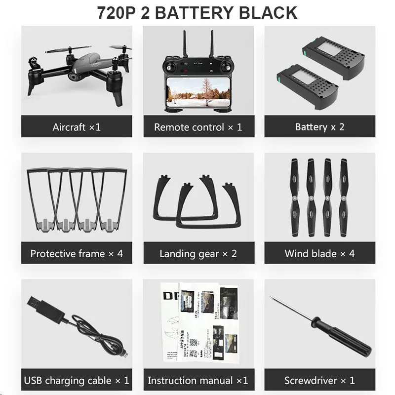720P 2 Battery Black SG106 Радиоуправляемый Дрон оптический поток 1080P 4K HD Двойная камера в реальном времени воздушный видео Радиоуправляемый квадрокоптер самолет игрушки RTF Малыш V SG906 M69 - Цвет: 720P 2 Battery Black