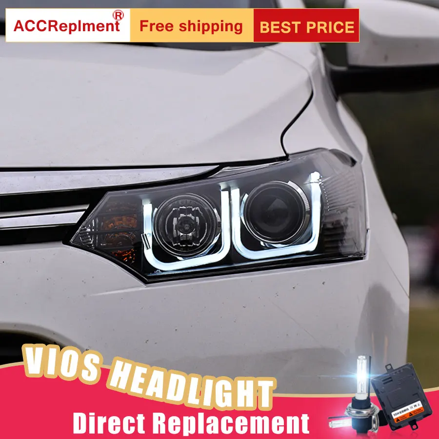 2 шт. светодиодный фары для Toyota Vios 2013-2016 Автомобильные ангельские глазки комплект