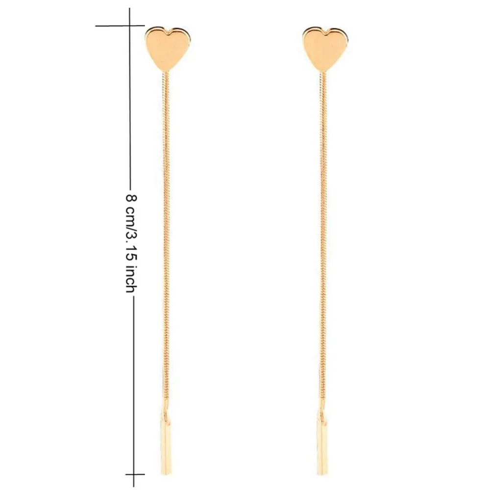 Модные треугольные длинные серьги в форме сердца цепочки с кисточками