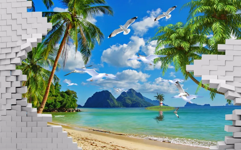 Современные жалюзи для гостиной рулонные фото HD Пляжный Пейзаж роликовые шторы