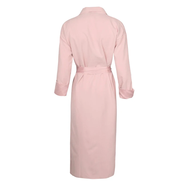 Женская весенне-осенняя ветровка повседневный розовый плащ длинная верхняя