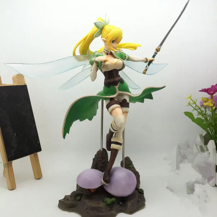 10'' New Arrival Sexy Japan Anime Action Figure Sword Art Online Fairy Dance Leafa Green Dress Fighting Ver Model PVC 25cm Doll |