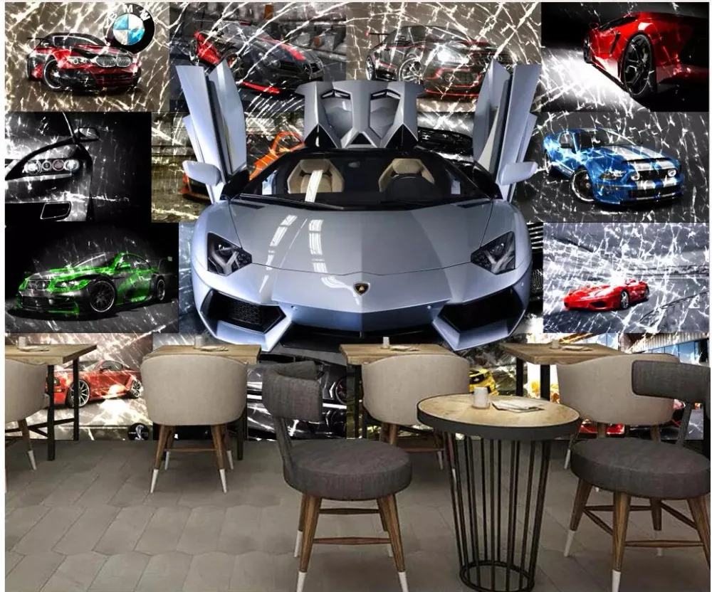 Настенные 3d обои на заказ фотообои для спортивного автомобиля с изображением