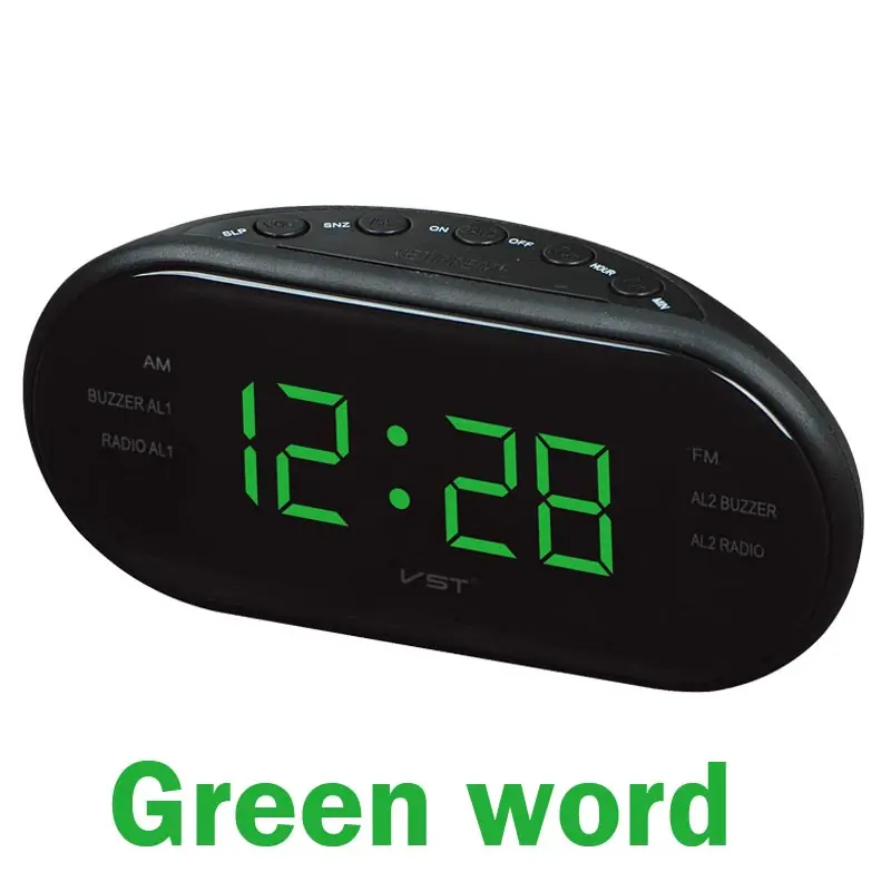 Green Word AM/FM светодиодное радио с часами, двойные сигналы, функция повтора сна на выходе, большой цифровой дисплей для спальни, таймер выключения - Цвет: Green Word