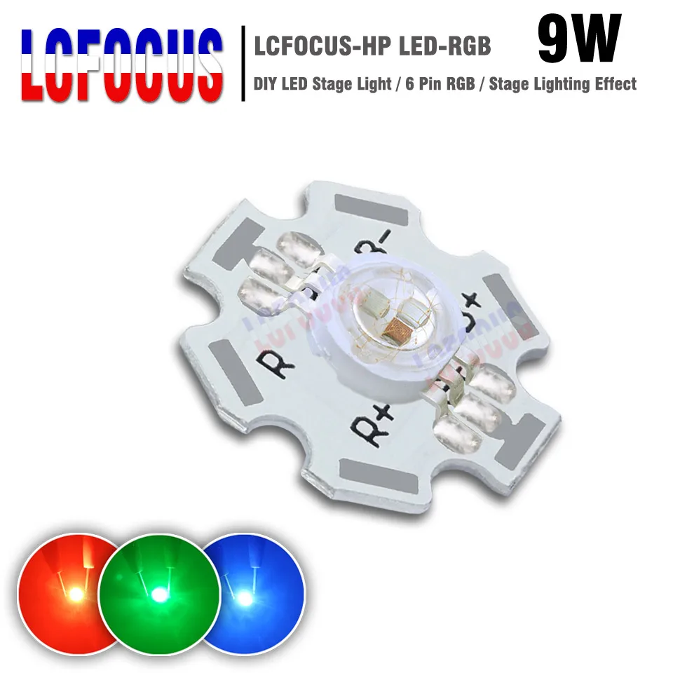 Супер яркий 9 W RGB высокой Мощность светодиодный монолитный блок чиповых светодиодов 3 Вт красный зеленый синий 6 pin полный Цвет для DIY светодиодный светать бусины