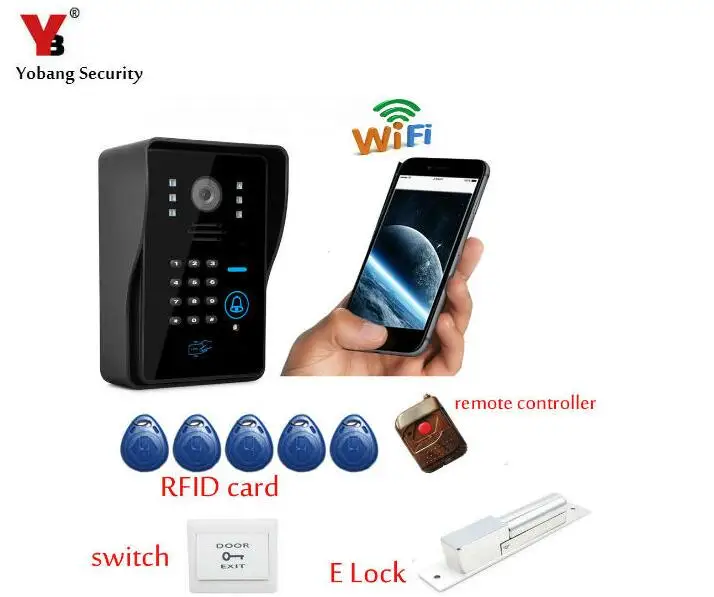 YobangSecurity Беспроводной Wi Fi видео дверь домофон с Electronick замок RFID брелков android IOS APP