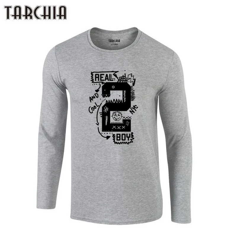 Мужская футболка TARCHIA новинка 2021 хлопковые топы с длинным рукавом Нью Йорк