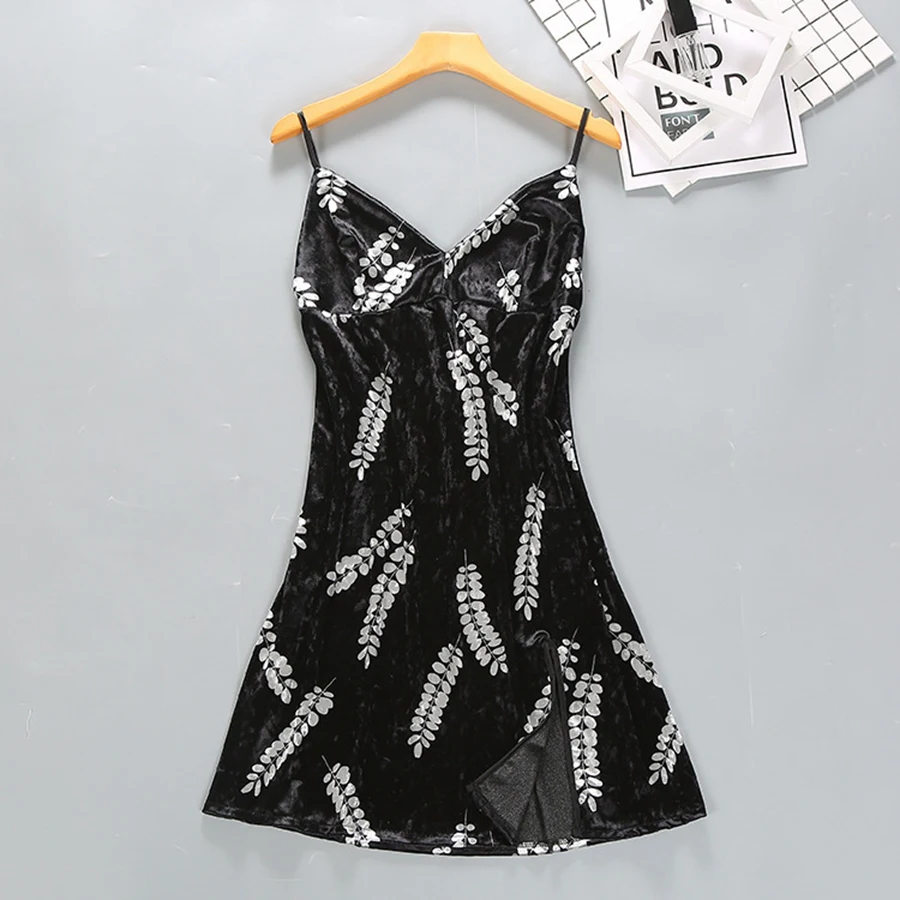 Мини ночная рубашка с принтом женское белье перьями одежда для сна женская