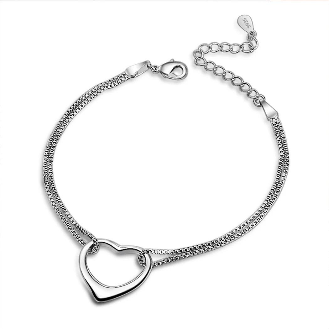 Kinitial Новая мода Серебряный браслет шарма ювелирных изделий простой Дизайн с