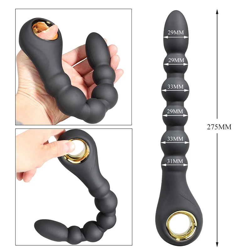 Silicone Long Anal Balls Vibrator Unisex Adult Novelty Sex Toys Vibrating Butt Plug 9 Speeds Double Motors Prostate Massager | Красота и