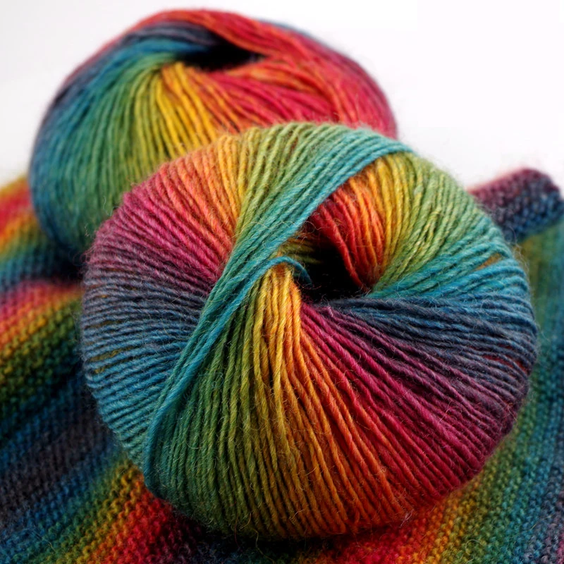 Hot 5 Balls/lot Beautiful Plush Rainbow Space Dye 100% Merino Wool Yarn Crochet Hand Knitting Yarn Croche Cardigan Thread S4179