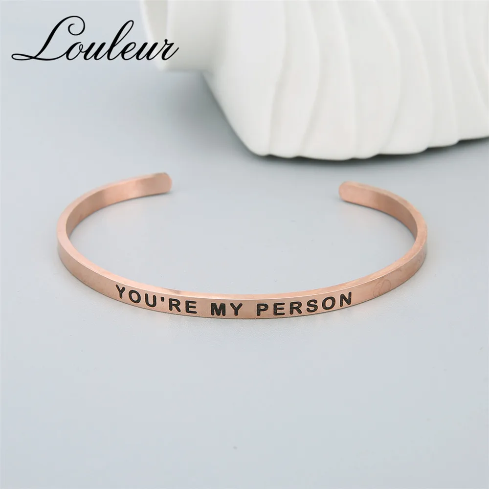 LOULEUR 4 мм ширина You're My Person браслет из нержавеющей стали с надписями снаружи