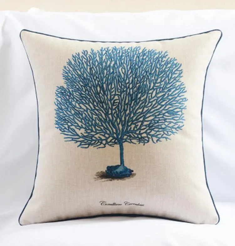 Mediterranean Square Throw Pillow/almofadas Case 45x45 53x53 60x60,nordic Blue Cushion Cover Home Decor image 4