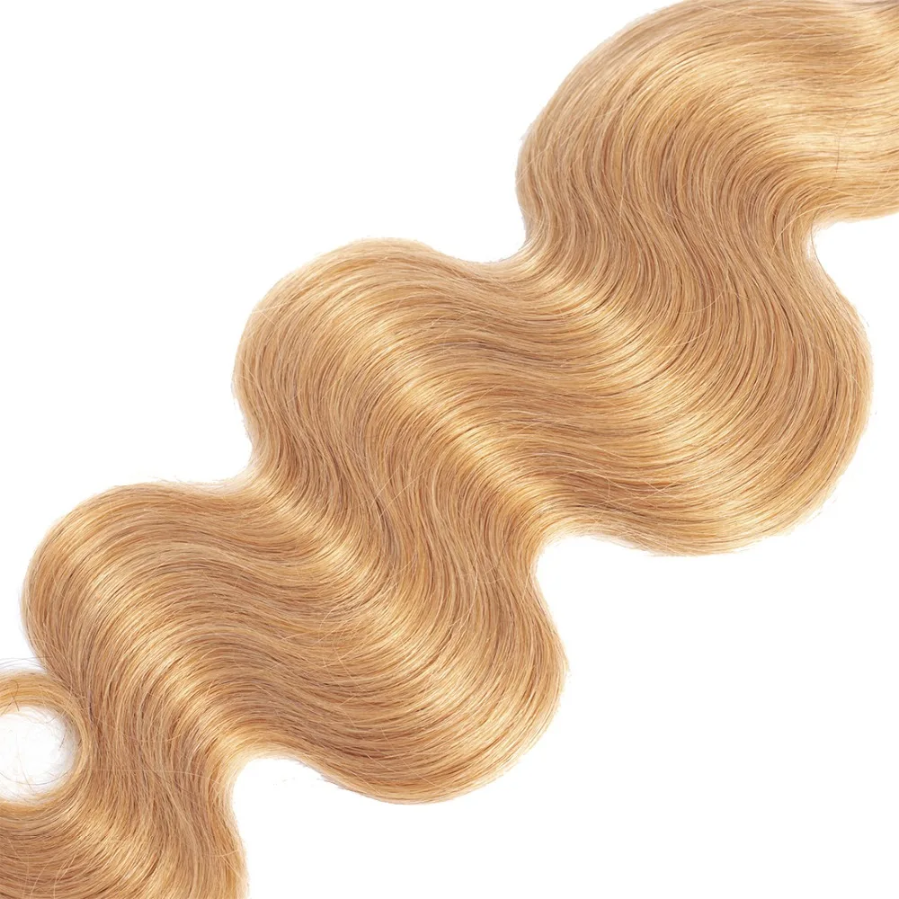 Перуанские пучки волос цвет 27 медовый блонд объемные волнистые предложения 3
