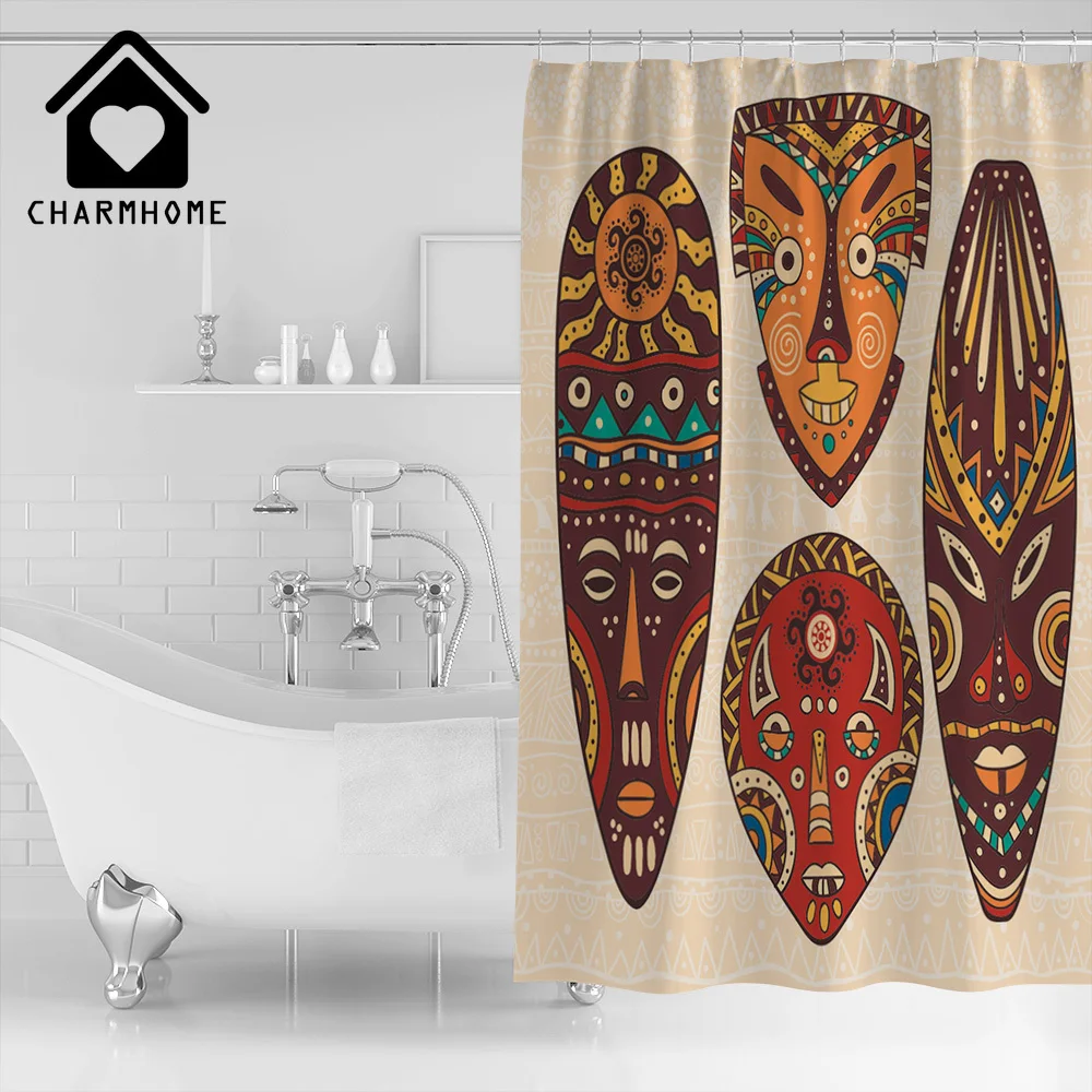 Африканская маска CHARMHOME занавеска для душа ткань аксессуары декора ванной