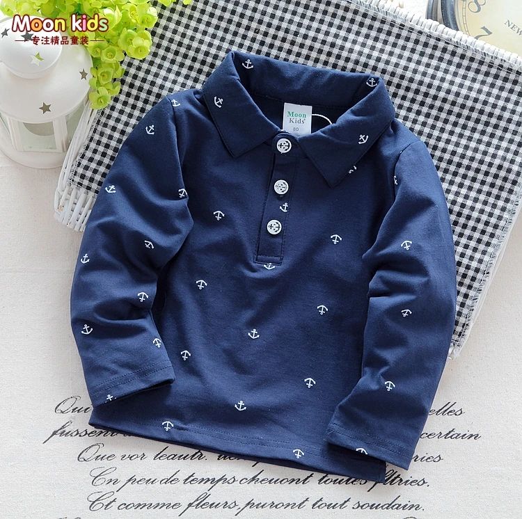 Весенне-Осенняя детская футболка с длинными рукавами и отложным воротником