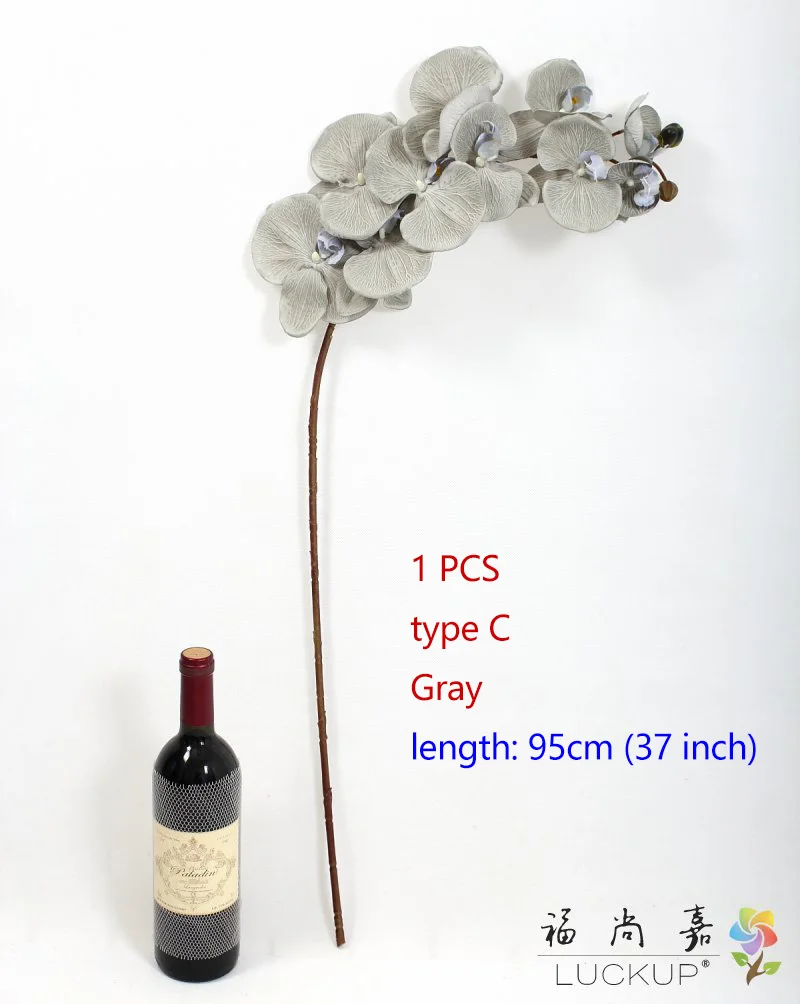 type C Gray 1 стволовых Шелковый Искусственный цветок Мотылек Орхидея Бабочка Орхидея для дом свадебное праздничное украшение 6 видов 12 Цветов F152 - Цвет: type C Gray