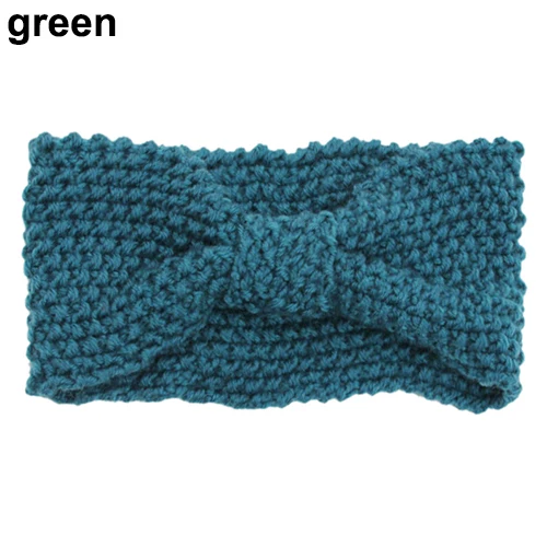 Женская вязаная повязка на голову с бантиком головная для волос Зимняя уши |