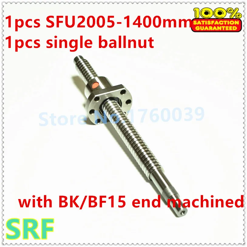 

SFU2005 20mm ballscrew set : RM2005-L1400mm C7 Rolled Ball Screw 1pc+1pc single ball nut with BK/BF15 end machined