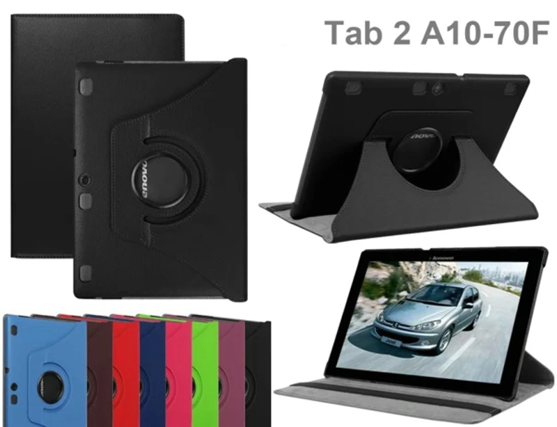 Rotating 360 Degree Luxury Folio Stand Leather Case Cover +2x Films +1x Stylus For Lenovo Tab 2 A10-70 Tab2 A10-70F A10-70LC | Компьютеры