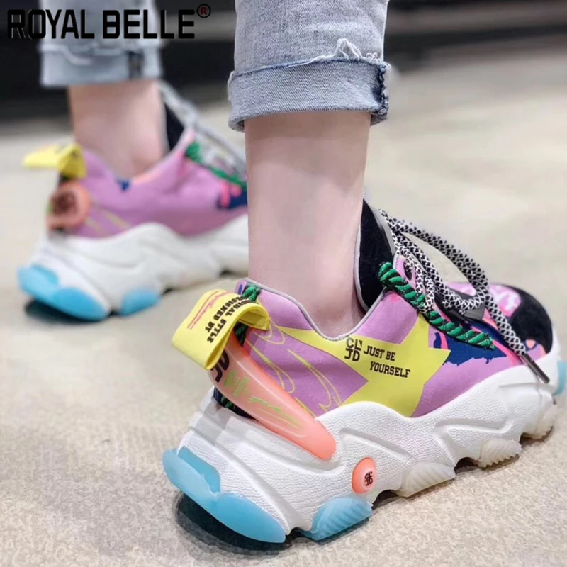 Королевская Belle/женские кроссовки на платформе женская повседневная обувь из