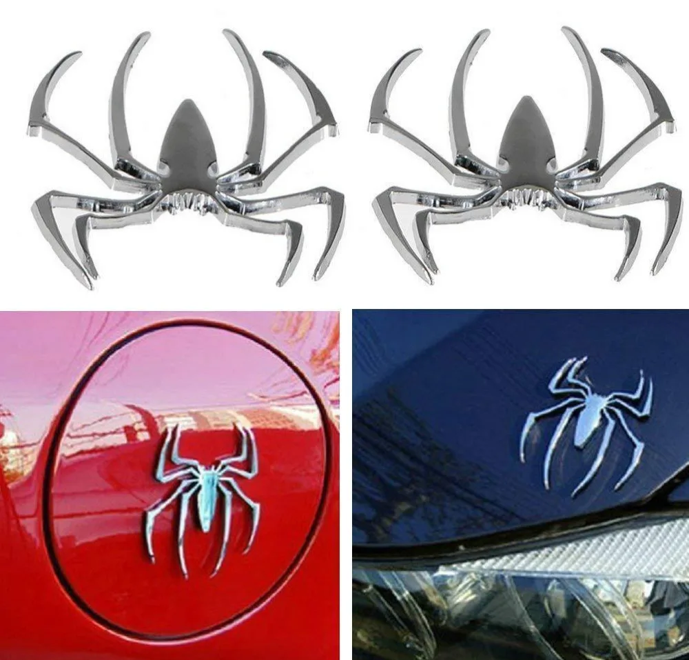 

Chuang Qian 1Pair 3D Spider Chrome Emblems Badges Stainless Steel Sticker Silvery for Can am Spyder RT ST RS