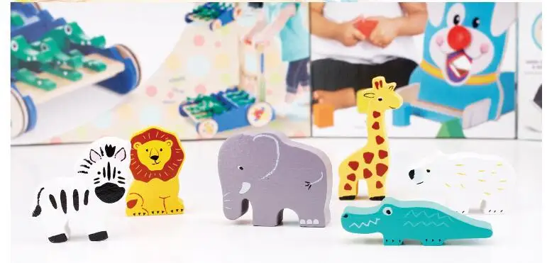 Красочный Деревянный 3D Жираф Лев Слон крокодил лошадь полярный медведь головоломка развивающая игрушка для