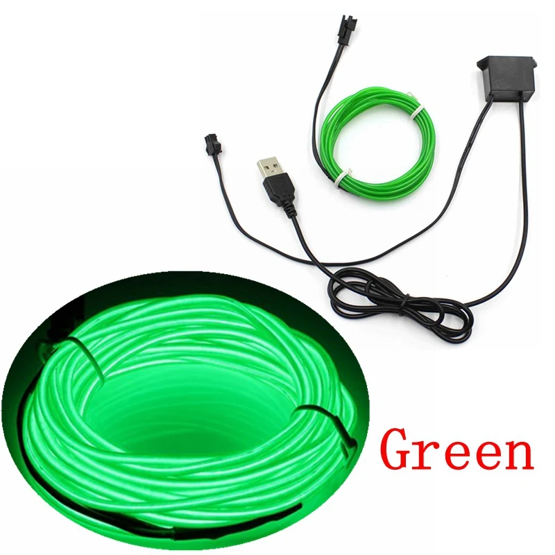 Green 1/2/3/5/10 м EL провода с выходом 5V USB контроллер неоновый светильник светодиодный светильник гибкий с пересекающимися мигающими звездами светящаяся веревка провода Водонепроницаемый Светодиодные ленты - Испускаемый цвет: Green