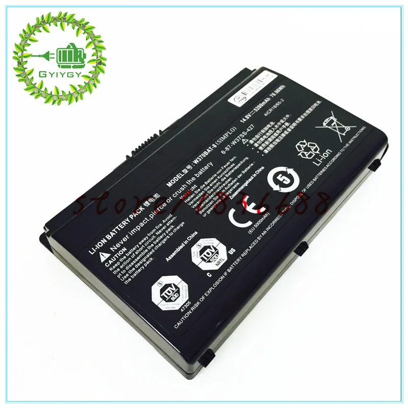 Аккумулятор для ноутбука GYIYGY W370BAT 8 76.96Wh 5200 мАч Clevo W350ET W350ETQ W370ET Sager NP6350 NP6370 W370BAT8 6 87