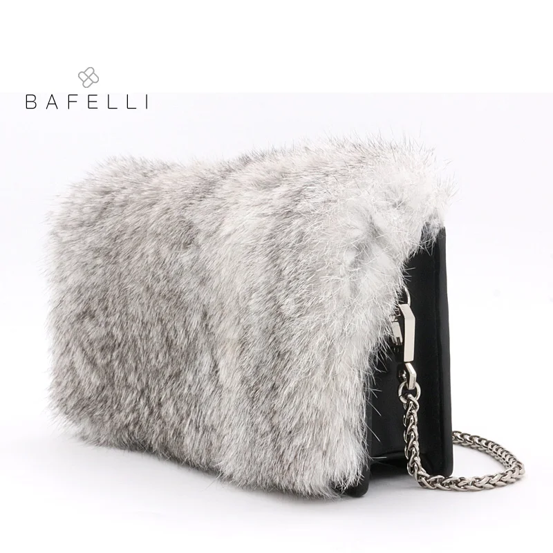 BAFELLI осень и зима Новое поступление настоящая меховая цепочка сумка на плечо