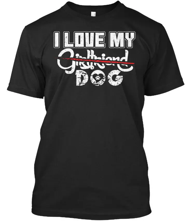 Мужская футболка с надписью I Love My Dog Funny Valentine Girlfriend брендовая короткими рукавами