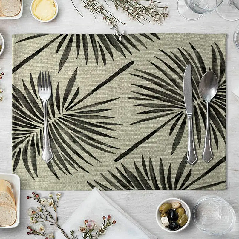 4 шт. черно белый коврик из кокосовой пальмы набор столовых приборов прочные