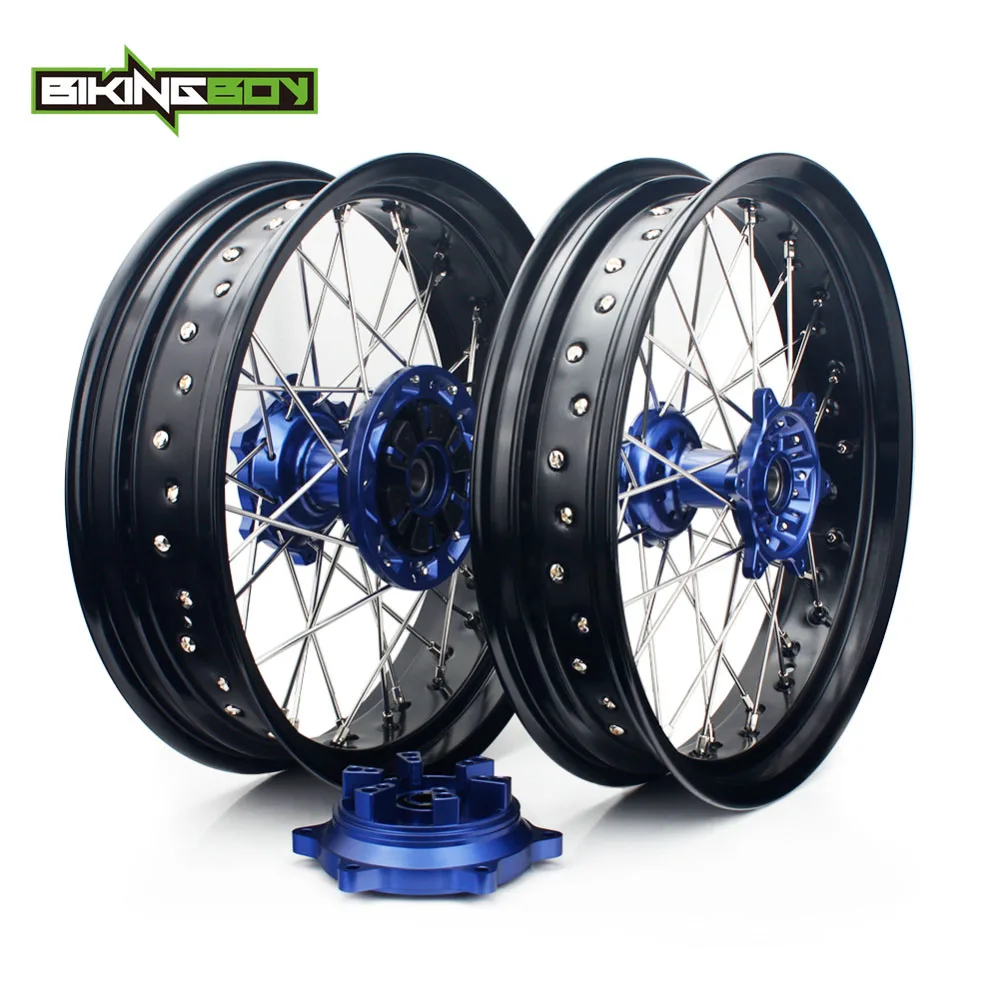 Full Set Blue BIKINGBOY 1" Supermoto для Suzuki DRZ 400 SM 2005- DRZ 400 00-04 DRZ400S 00-17 DRZ400E 00-07 Передние Задние Колеса Диски ступицы - Цвет: Full Set Blue