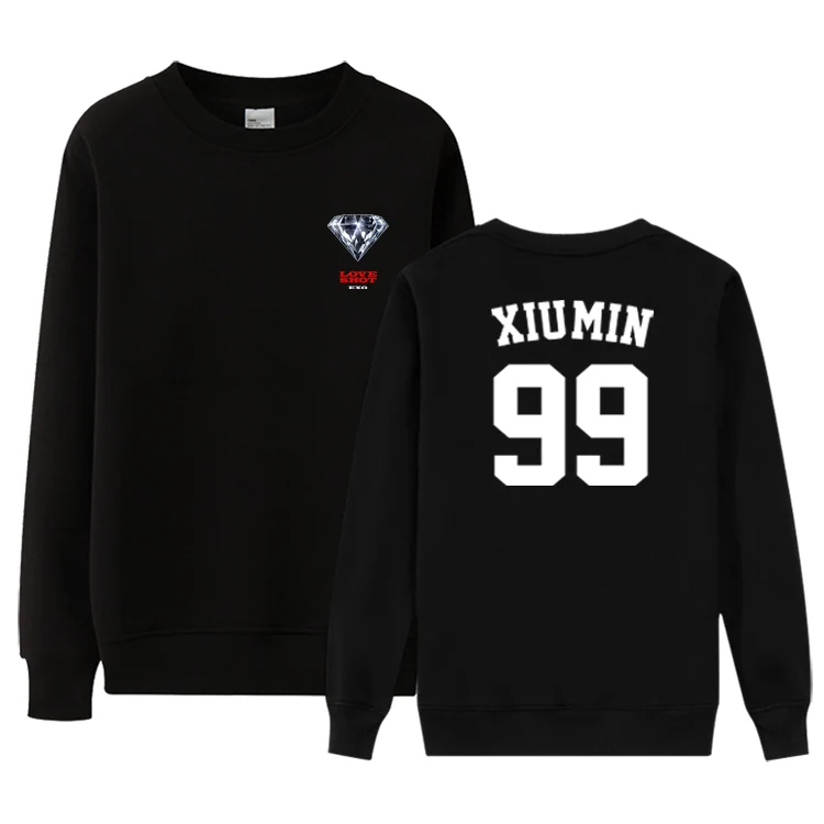 Новинка черный тонкий Свитшот EXO с надписью love shot и названием члена в альбоме kpop