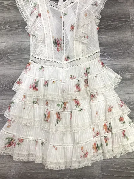 white Женское белое хлопковое платье с оборками - Цвет: white