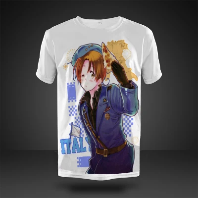 Hetalia Axis флейта Япония Северная Италия рубашка Симпатичные футболки аниме одежда