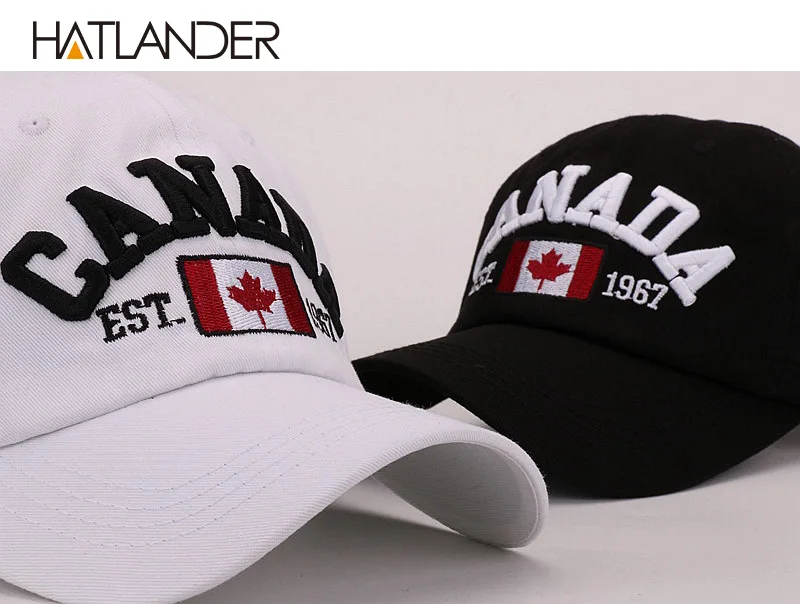 Бренд Hatlander Канада письмо вышивка бейсболки для женщин хлопок gorra snapback изогнутые папа шляпа отдыха на открытом воздухе для мужчин и