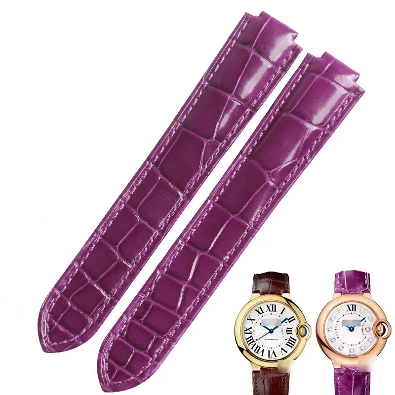 WENTULA Watch band For BALLON BLEU DE CARTIER Crocodile Leather With Sliver Buckle Accessories | Наручные часы