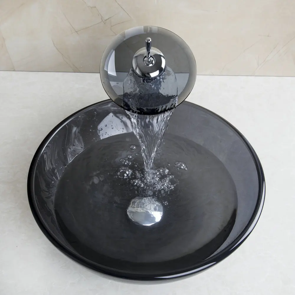 Monite Black Круглый комплект для умывальника Комплект из закаленного стекла