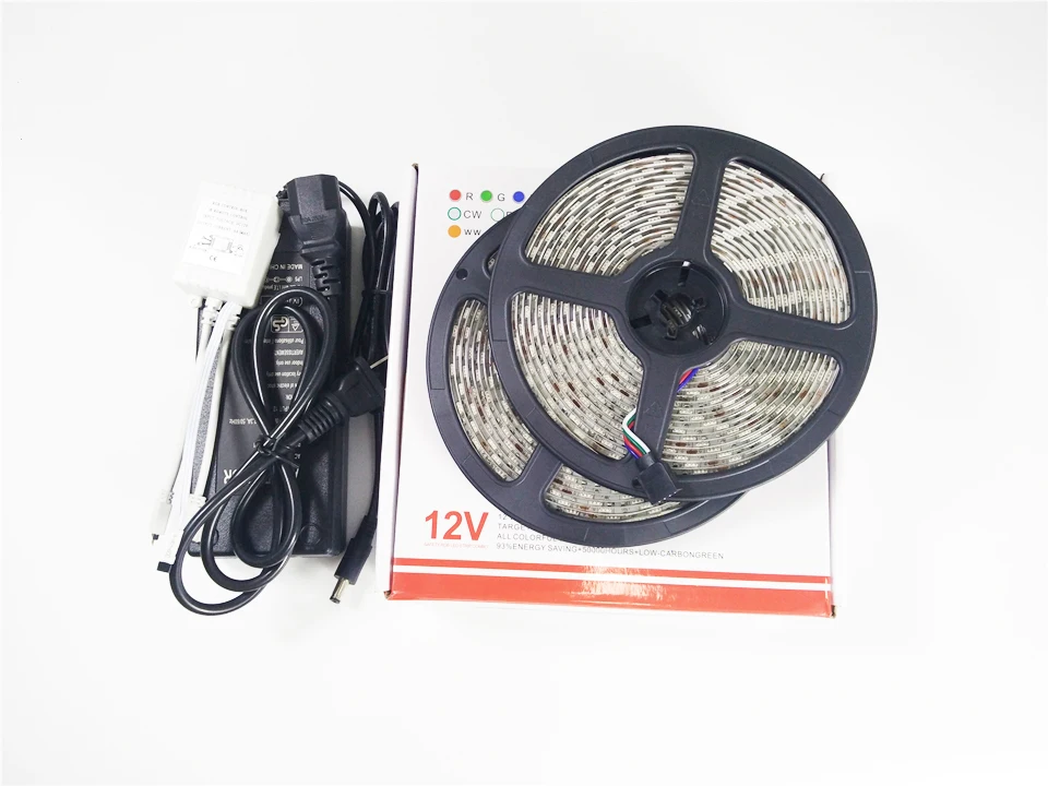 Светодиодный полосы 10 м IP20/IP65 Водонепроницаемый SMD5050 60 светодиодный/M RGB DC12V 10A с 24/44key Инфракрасный пульт управления и Мощность питания