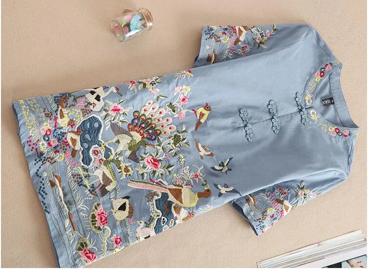 Мода женщины лето блузки вышивка плюс women clothing платья блузка женская рубашки женский одежда для женщин женские пляжная блуза блузки больших размеров топы женские рубашка с вышивкой большие размеры