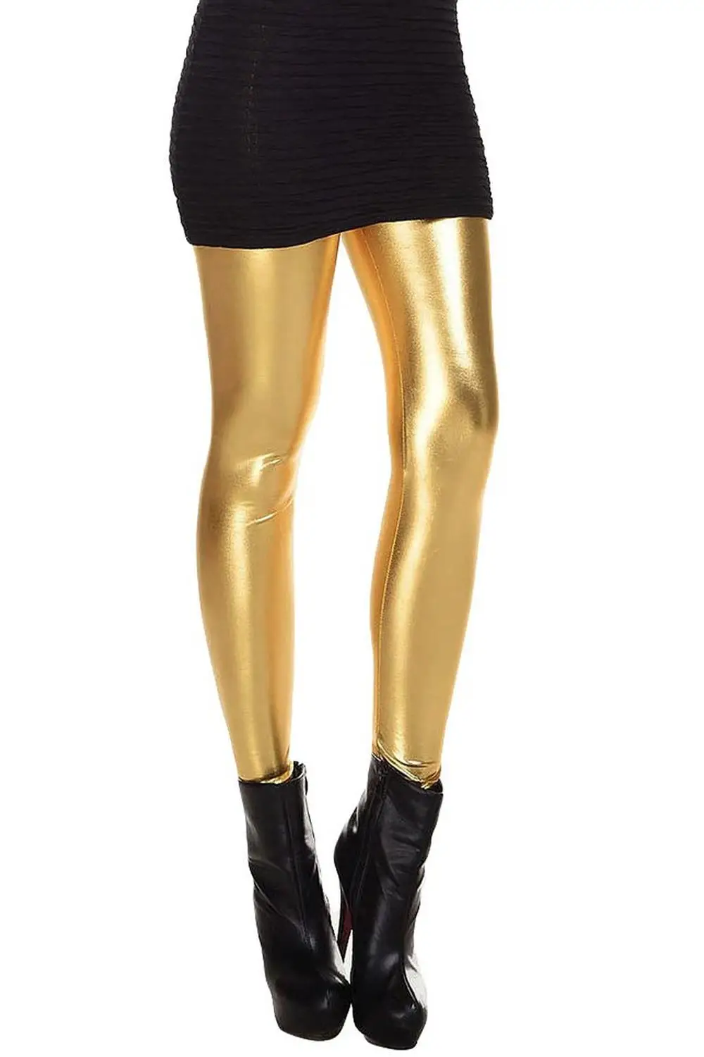 Metallic Wet Look Liquid Leggings Shiny Stretch Women Pencil Pants(gold) | Женская одежда