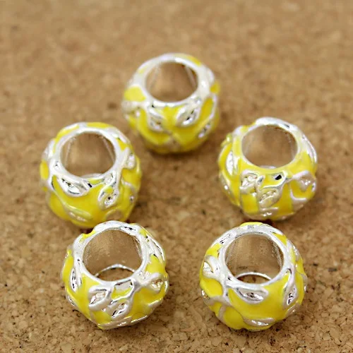 

100pcs/lot Yellow 8x11mm Enamel Clip Charm European Beads fit Bracelet Jewelry