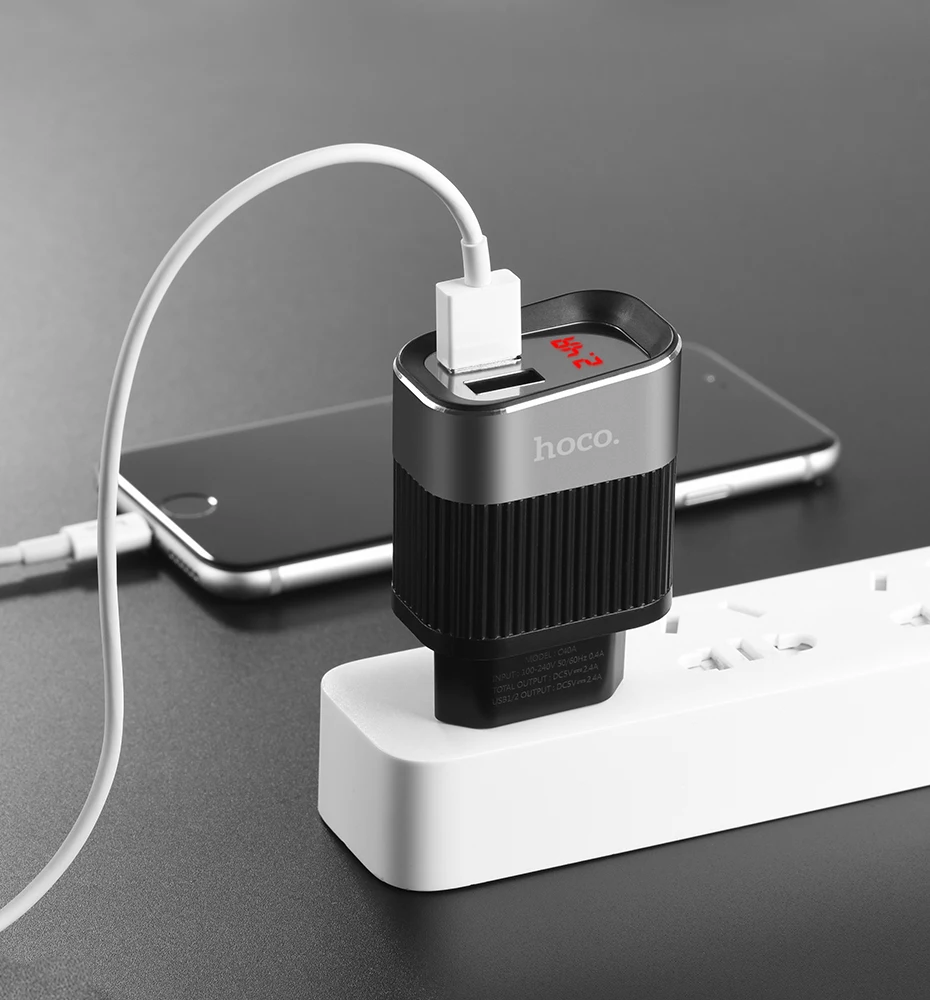 hoco зарядное устройство двойной usb адаптер 2.4a юсб розетка EU евро вилка для apple iphone samsung xiaomi ipad универсальный usb a сетевой адаптер для айфона зарядник на самсунг сяоми зарядка на айфон надежный