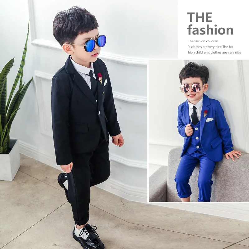 Children Suit Baby Boys Suits Kids Boy Blazer Formal For Weddings Clothes Set Jackets+Vest+Pants 3pcs 4-12Y |