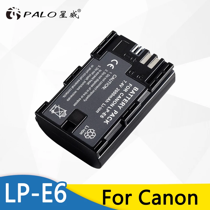 PALO 1 шт. 2000 мАч LP E6 LPE6 Аккумулятор для камеры Canon 5D Mark II III 7D 60D EOS 6D аксессуары