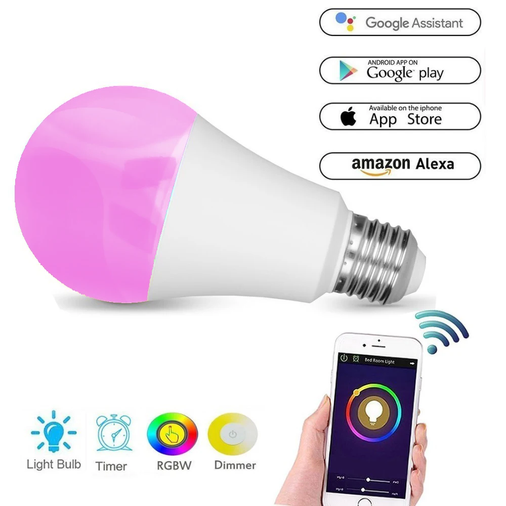 BoazSmart E27 светодиодные лампы wifi патрон умный свет лампа с голосовым управлением